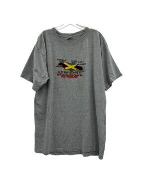 Island Tees Jamaica No Problem Men's 2XL Embroidered T-Shirt Beach Tropical Gray